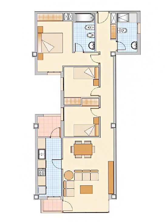 Prima appartement, 3 slaapkamers, 2 garageplekken en een gemeenschappelijk zwembad